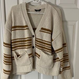Supplies brand Striped Beige Cardigan Sweater